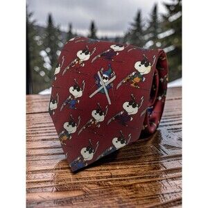 Peanuts Joe‎ Snow Snoopy Ski Tie Red 100% Silk 55.5” x 4” Novelty USA